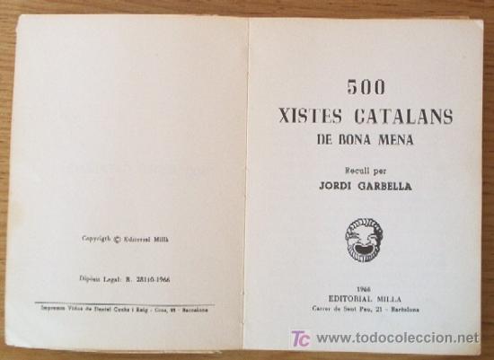 Libros de segunda mano: 500 XISTES CATALANS - Foto 2