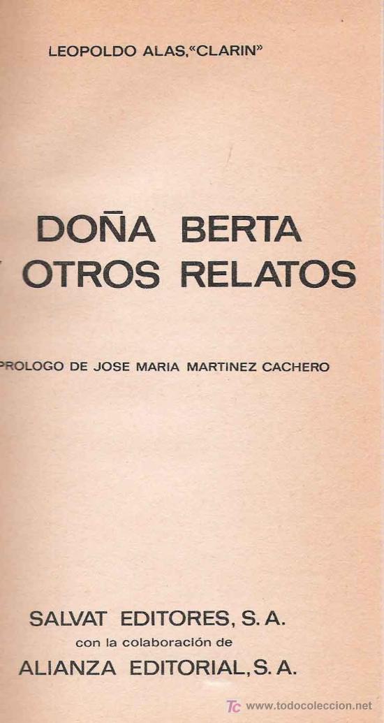 Libros de segunda mano: Do&ntilde;a Berta y otros relatos / Leopoldo Alas, Clar&iacute;n - Foto 1