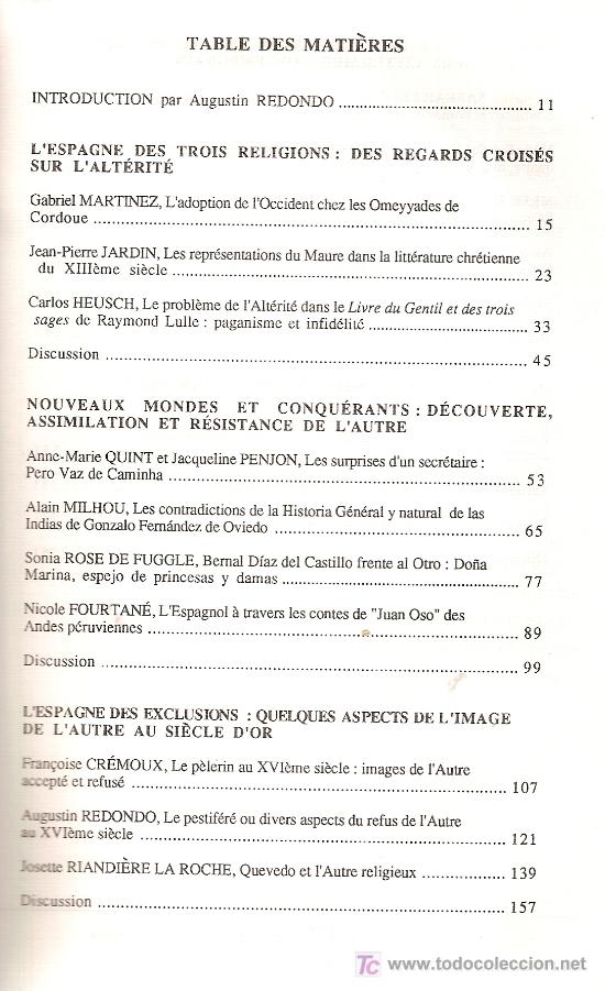 Libros de segunda mano: Les representations de lAutre dans lespace iberique et ibero-americain / dir. A. Redondo - Foto 2
