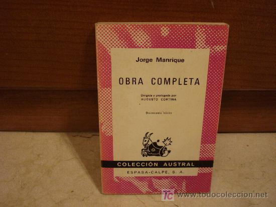 Libros de segunda mano: JORGE MANRIQUE - OBRA COMPLETA - ESPASA CALPE 1981 - Foto 1