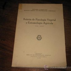Libros de segunda mano: BOLETIN DE PATOLOGIA VEGETAL Y ENTOMOLOGIA AGRICOLA VOL.XXXI