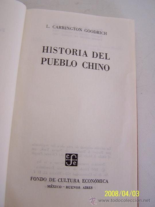 Second hand books: HISTORIA DEL PUEBLO CHINO.-BREVIARIOS,N&ordm;. 30.-CARRINGTON GOODRICH-3&ordf;. EDC.- 1966-VER FOTOS