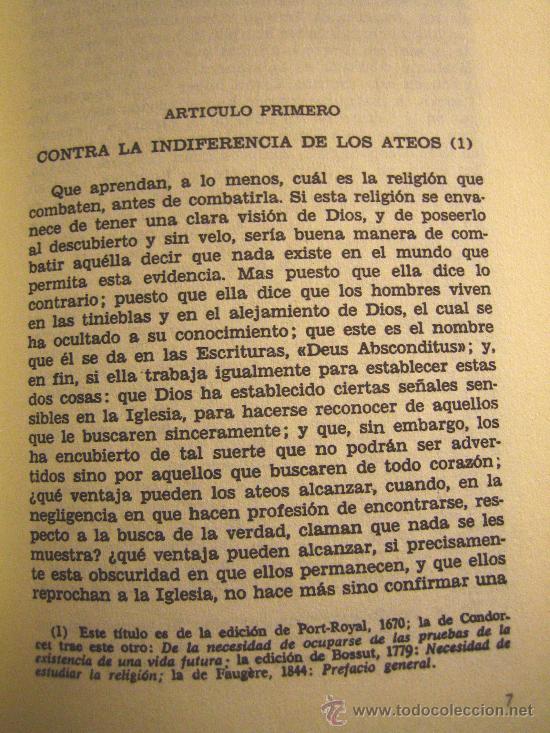 Libros de segunda mano: PENSAMIENTOS, BLAISE PASCAL, ENCDDO EN CART&Oacute;N, 1990. - Foto 3