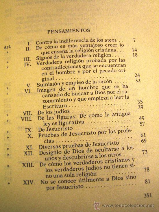 Libros de segunda mano: PENSAMIENTOS, BLAISE PASCAL, ENCDDO EN CART&Oacute;N, 1990. - Foto 4