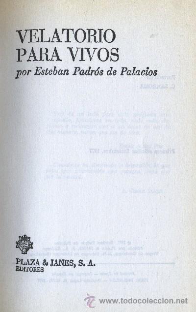 Gebrauchte B&uuml;cher: VELATORIO PARA VIVOS. PADROS DE PALACIOS, ESTEBAN. A-NSF-755