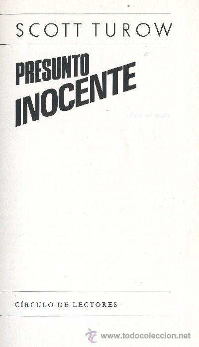 Livres d'occasion: PRESUNTO INOCENTE. TUROW, SCOTT. A-NSF-958