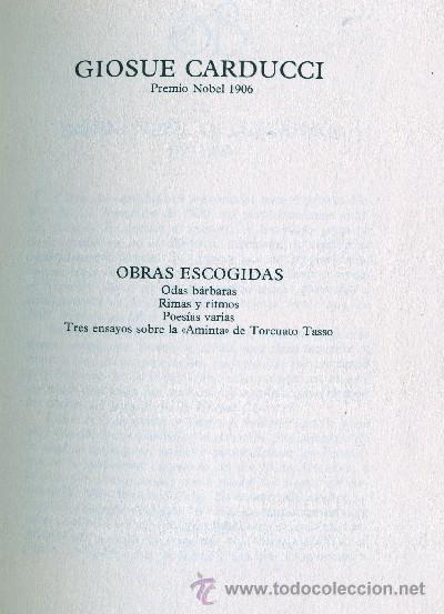 Libros de segunda mano: OBRAS ESCOGIDAS. CARDUCCI, GIOSUE. A-NSF-1026 - Foto 1