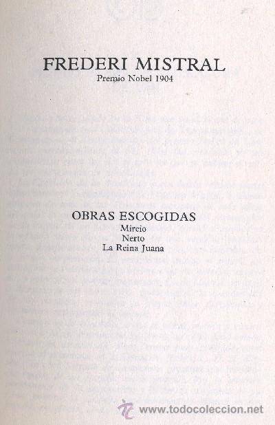 Libros de segunda mano: OBRAS ESCOGIDAS. MISTRAL, FREDERI. A-NSF-1028 - Foto 1