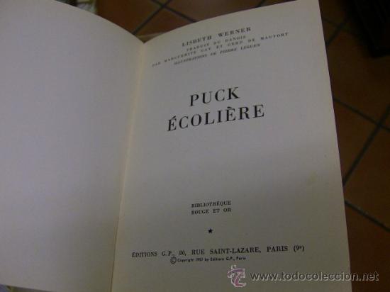 Libros de segunda mano: WERNER, LISBETH -Puck &eacute;coli&egrave;re - LECTURAS JUVENILES EN FRANC&Eacute;S   1956 - Foto 1