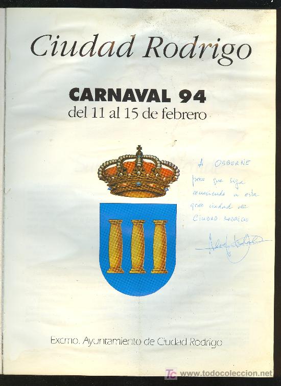 Libros de segunda mano: CIUDAD RODRIGO. CARNAVAL 1994. N&ordm; 15. CON DEDICATORIA. - Foto 2
