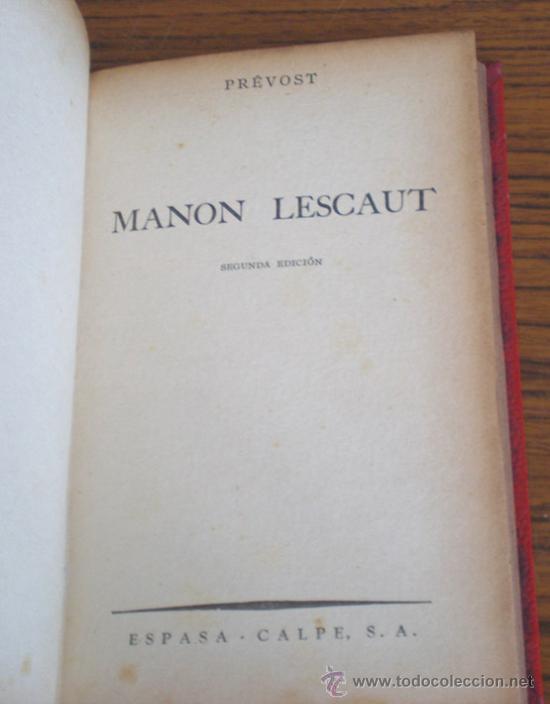 Libros de segunda mano: MANON LESCAUT .. Por Prevost .. 2&ordf; edici&oacute;n 1941 - Foto 3