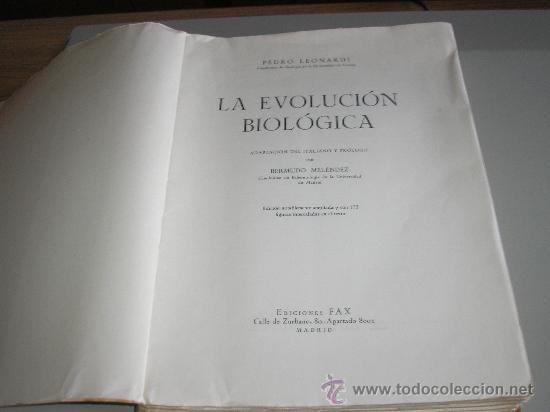 Libros de segunda mano: LA EVOLUCI&Oacute;N BIOL&Oacute;GICA (PEDRO LEONARDI) - Foto 2