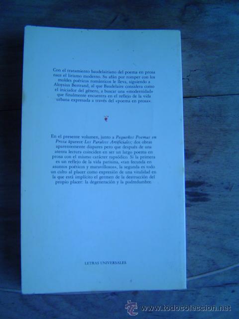 Libros de segunda mano: PEQUE&Ntilde;OS POEMAS EN PROSA LOS PARAISOS ARTIFICIALES CHARLES BAUDELAIRE - Foto 2