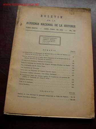 Second hand books: BOLETIN DE LA ACADEMIA NACIONAL DE LA HISTORIA-N&ordm; 146- TOMO XXXVII-ABR-JUN.1954