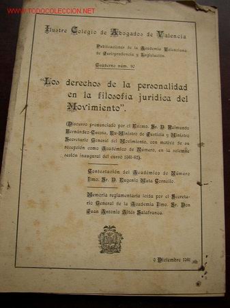 Gebrauchte B&uuml;cher: LOS DERECHOS DE LA PERSONALIDAD EN LA FILOSOF&Iacute;A JUR&Iacute;DICA DEL MOVIMIENTO-ILUSTRE COL. DE ABOGADOS -