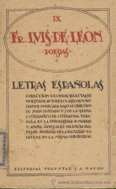 Libros de segunda mano: LETRAS ESPA&Ntilde;OLAS.  FRAY LUIS DE LEON.  A-POE-119 - Foto 1
