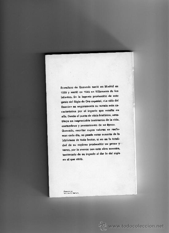 Libros de segunda mano: vida del busc&oacute;n, aut. francisco de quevedo, edit. edaf, edici&oacute;n 1979 - Foto 2