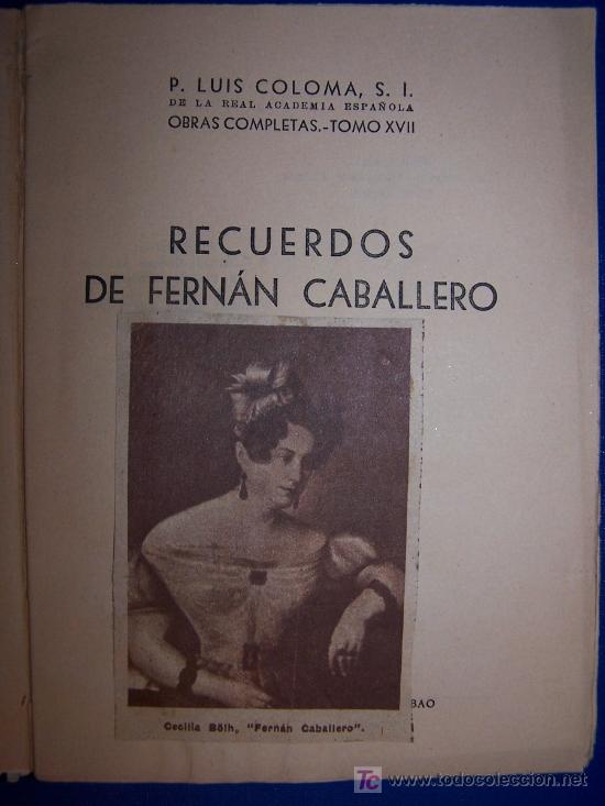 Libros de segunda mano: Recuerdos de Fern&aacute;n Caballero / Luis Coloma - Foto 2