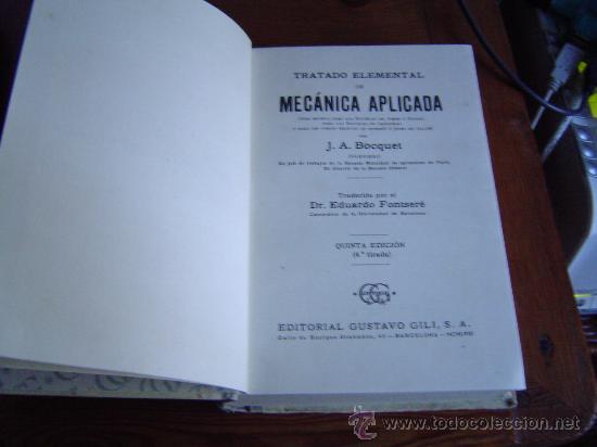 Libros de segunda mano: Libro Tratado Elemental de Mec&aacute;nica Aplicada. - Foto 2
