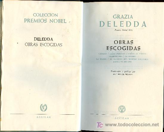 Libros de segunda mano: EDITORIAL AGUILAR. PREMIO NOBEL. GRAZIA DELEDDA. - Foto 1