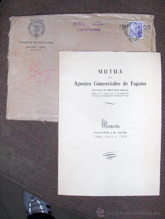 Libros de segunda mano: MUTUA DE AGENTES COMERCIALES DE ESPA&Ntilde;A, MEMORIA. 1948 1949 Y 1950.