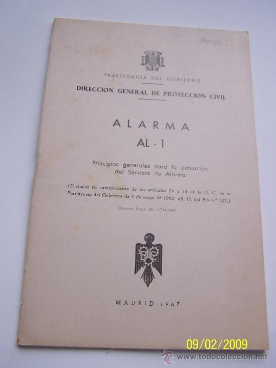Libri di seconda mano: ALARMA- AL - 1.- PRINCIPIOS GENERALES PARA LA ACTUACI&Oacute;N DEL SERVICIO DE ALARMAS-MAD.- 1967