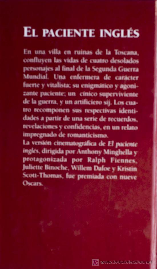 Libros de segunda mano: EL PACIENTE INGL&Eacute;S / MICHAEL ONDAATJE. * NOVELA * - Foto 2