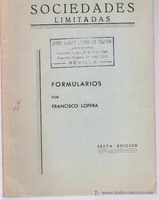 Libros de segunda mano: Sociedades Limitadas. Francisco Lopera 1958 - Foto 1