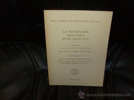 Libros de segunda mano: La transfusion sanguinea en el s. XVII, Bilbao 1986 - Foto 1