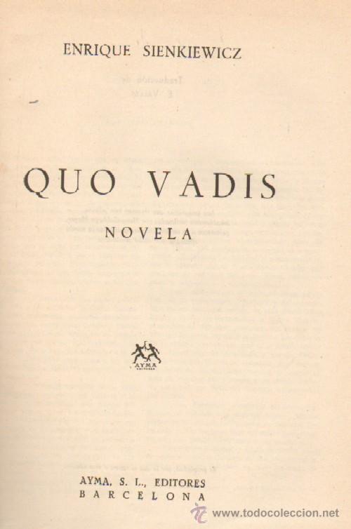 Libros de segunda mano: QUO VADIS  (A/ CI- 025) - Foto 1