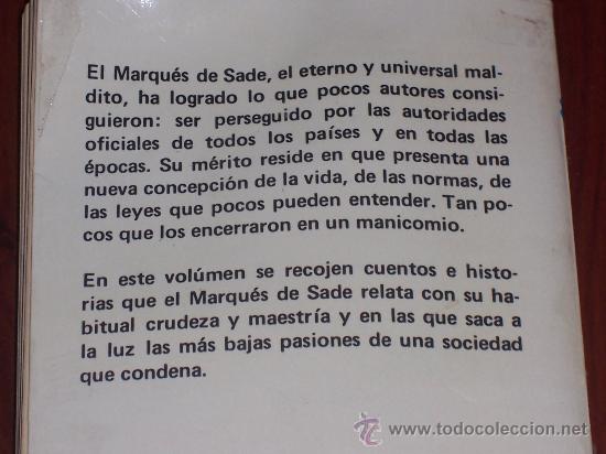Libros de segunda mano: CUENTOS E HISTORIAS DEL MARQUES DE SADE 1977 - Foto 2