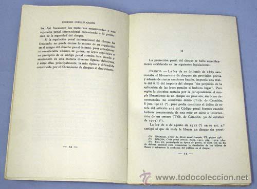 Libros de segunda mano: La protecci&oacute;n penal del cheque Eugenio Cuello Cal&oacute;n Ed Bosch 1944 - Foto 2