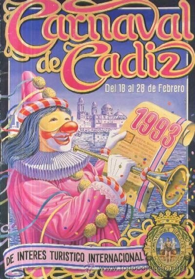Libros de segunda mano: CARNAVAL DE CADIZ 1993 DE INTERES TURISTICO INTERNACIONAL  (A/ C- 330)