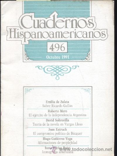Libros de segunda mano: CUADERNOS HISPANOAMERICANOS. N&ordm; 496. OCTUBRE. 1991  (A/ REV- 049) - Foto 1