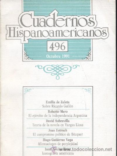 Libros de segunda mano: CUADERNOS HISPANOAMERICANOS. OCTUBRE 1991. N&ordm; 496 (A/ REV- 113) - Foto 1