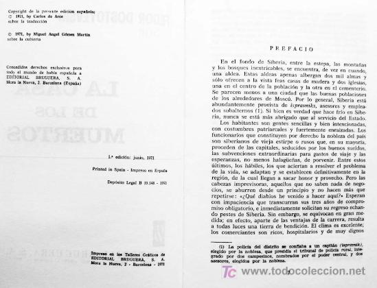 Libros de segunda mano: DOSTOYEVSKI / LA CASA DE LOS MUERTOS. EDITORIAL BRUGUERA. 1&ordf; EDICI&Oacute;N. - Foto 3
