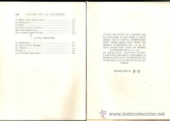 Libros de segunda mano: CONTES. Jean de LA FONTAINE. DOS TOMOS. I y II. - Foto 3