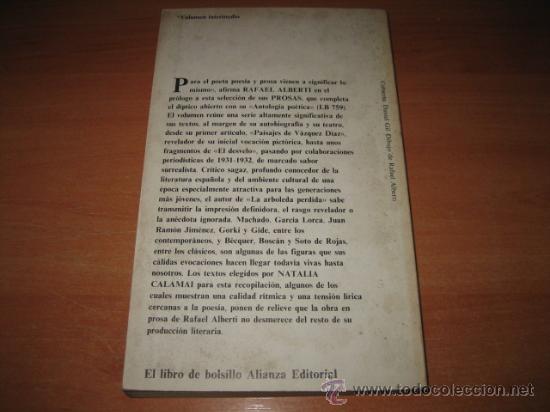 Libros de segunda mano: RAFAEL ALBERTI PROSAS  ALIANZA EDITORIAL  1980 - Foto 2