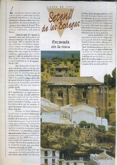 Libros de segunda mano: LA PROVINCIA DE CADIZ PUEBLO A PUEBLO SIERRA DE CADIZ CAP. 42 SETENIL DE LAS BODEGAS - A-CA-1120 ,5