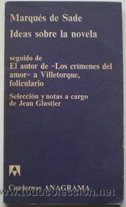 Libros de segunda mano: Ideas sobre la novela - Marqu&eacute;s de Sade - Cuadernos Anagrama 1971 - Foto 1