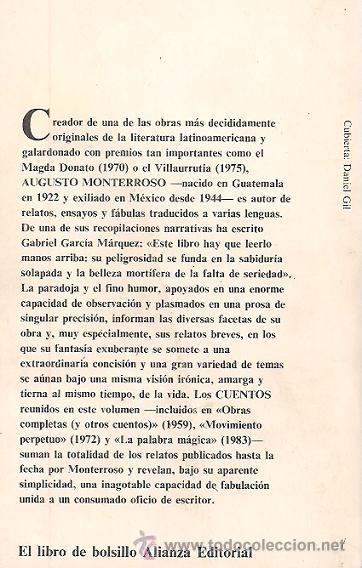 augusto monterroso cuentos alianza 1986 1ª edic - Acheter Autres livres de  littérature d'occasion sur todocoleccion