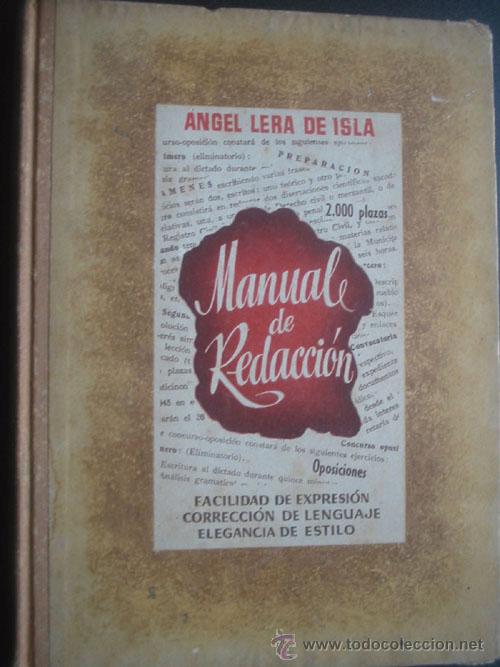 Libros de segunda mano: MANUAL DE REDACCI&Oacute;N. LERA DE ISLA, &Aacute;ngel. 1946 - Foto 1