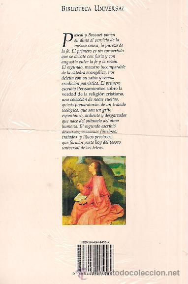Libros de segunda mano: PASCAL , BOSSUET / ESCRITOS ESCOGIDOS. EDICIONES OC&Eacute;ANO. * PLASTIFICADO, A ESTRENAR *. - Foto 2