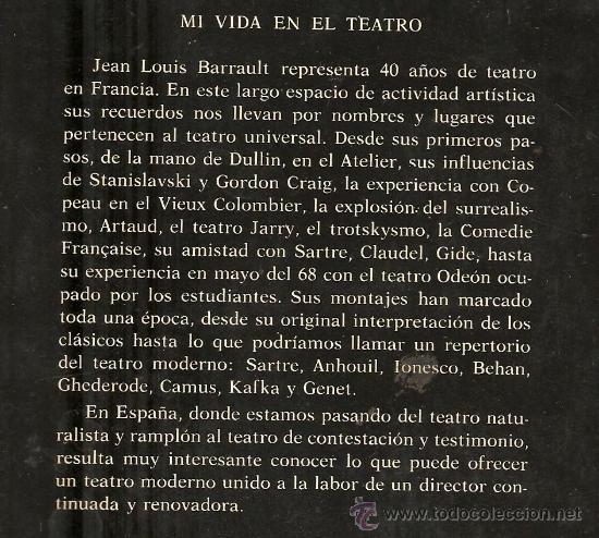 Libros de segunda mano: JEAN LOUIS BARRAULT - MI VIDA EN EL TEATRO - Foto 2