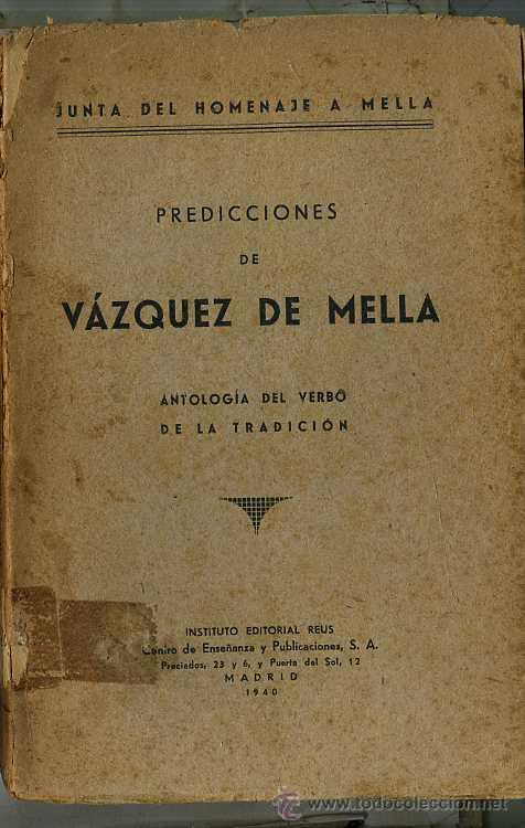 Libros de segunda mano: PREDICCIONES DE VAZQUEZ DE MELLA (1940) - Foto 1