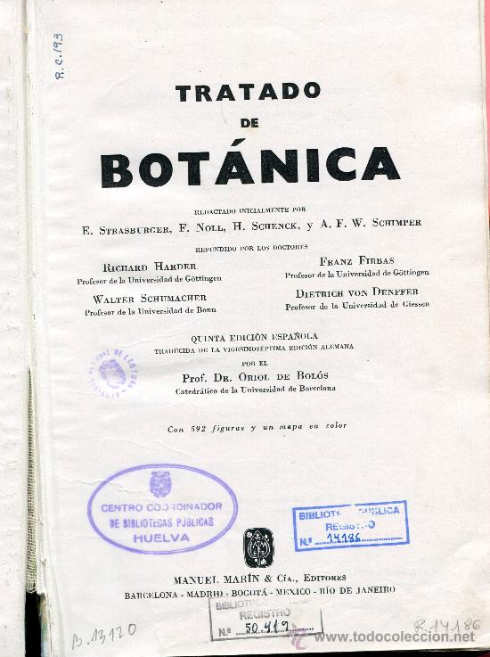 Libros de segunda mano: TRATADO DE BOTANICA   -- strasburger - Foto 1