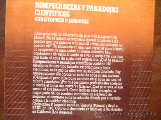 Libros de segunda mano: rompecabezas y paradojas cientificos, jargocki, salvat biblioteca cientifica ( TECNICOS c2b - Foto 2