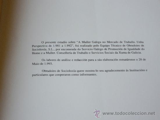 Libros de segunda mano: A MULLER GALEGA NO MERCADO DE TRABALLO - Foto 6