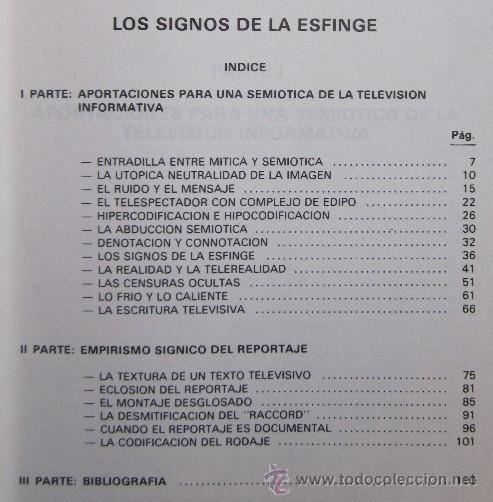 Libros de segunda mano: LOS SIGNOS DE LA ESFINGE - PREGUNTAS SEMIOTICAS A LA TELEVISION - Foto 4