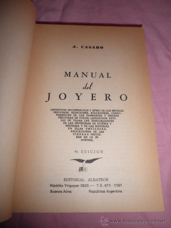 Libros de segunda mano: MANUAL DEL JOYERO - J.CASABO - ILUSTRADO. - Foto 2